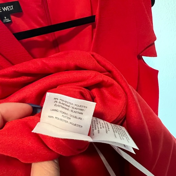 Ninewest Womens Stretch V-Neck Cap Sleeve Bodycon Sheath Pencil Dress Red Size 6 - Picture 4 of 5